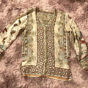 Johnny Was Silk Blouse Size XS